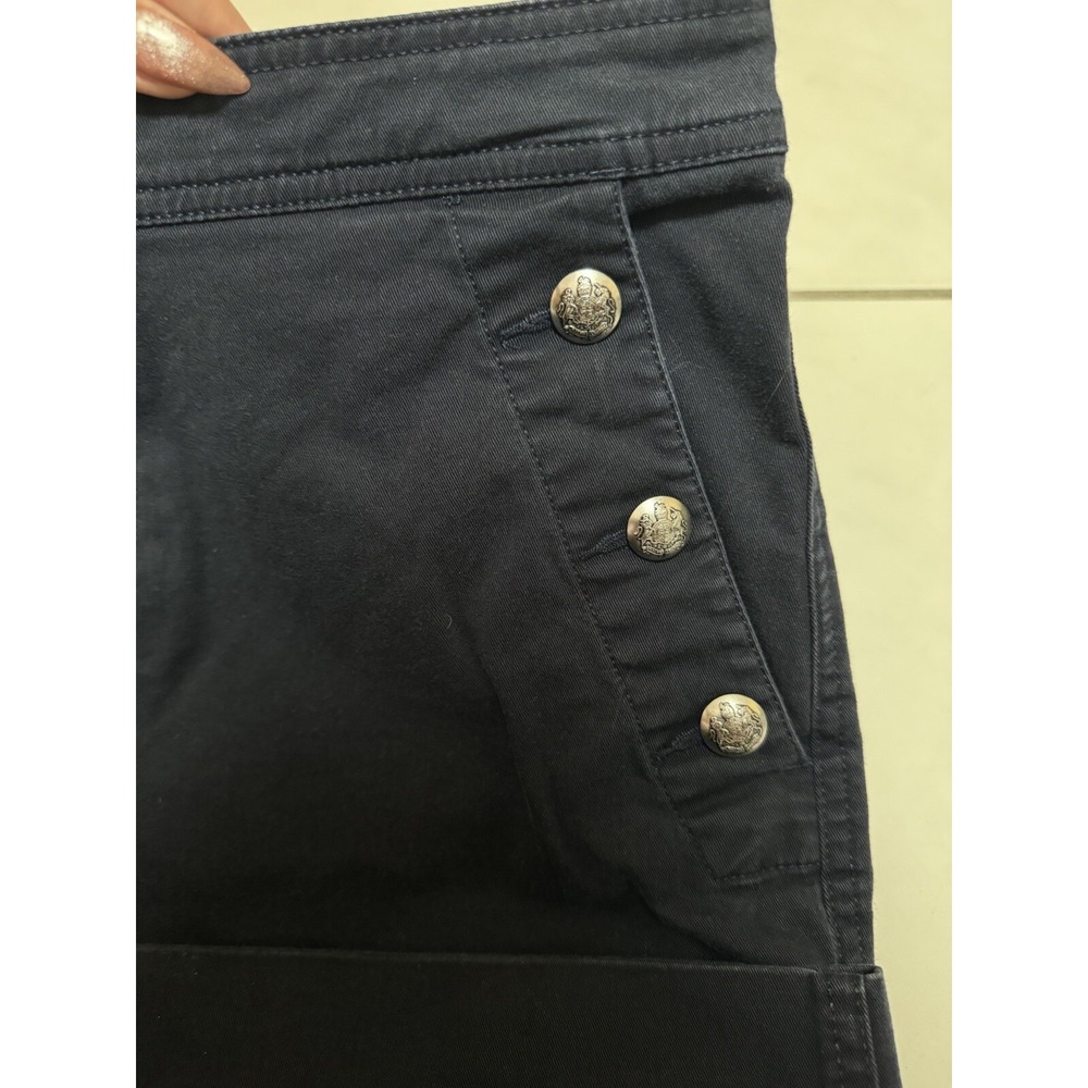 EUC! Lauren Ralph Lauren Women's Navy Blue Pants Side Silver Buttons - SZ 8 - Picture 3 of 6